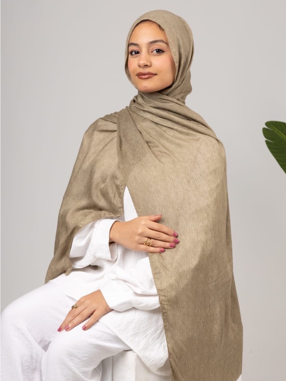 Light Taupe Women's Hijab Scarf - Elegant Everyday Wrap
